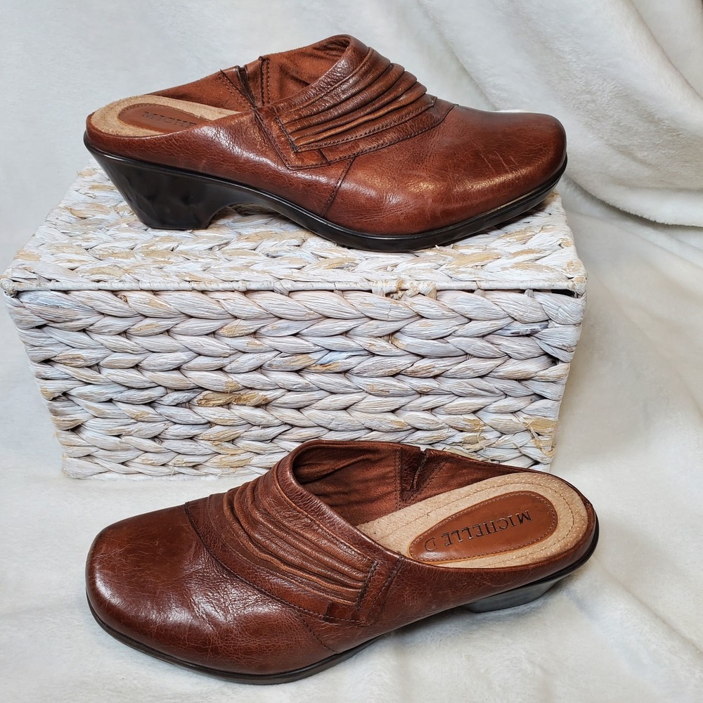Minimalist‎ Capsule Slip On Mules Clogs Shoes Brown Size 8.5M Leather Heel Retro